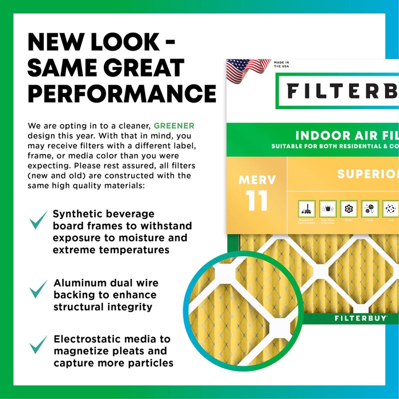 Filterbuy 10x10x1 Air Filter MERV 11 Superior Pet & Allergy Defense (4-Pack), Electrostatic Pleated HVAC AC Furnace Filters Replacement, Made in USA (Actual Size: 9.50 x 9.50 x 0.75) - Image 3